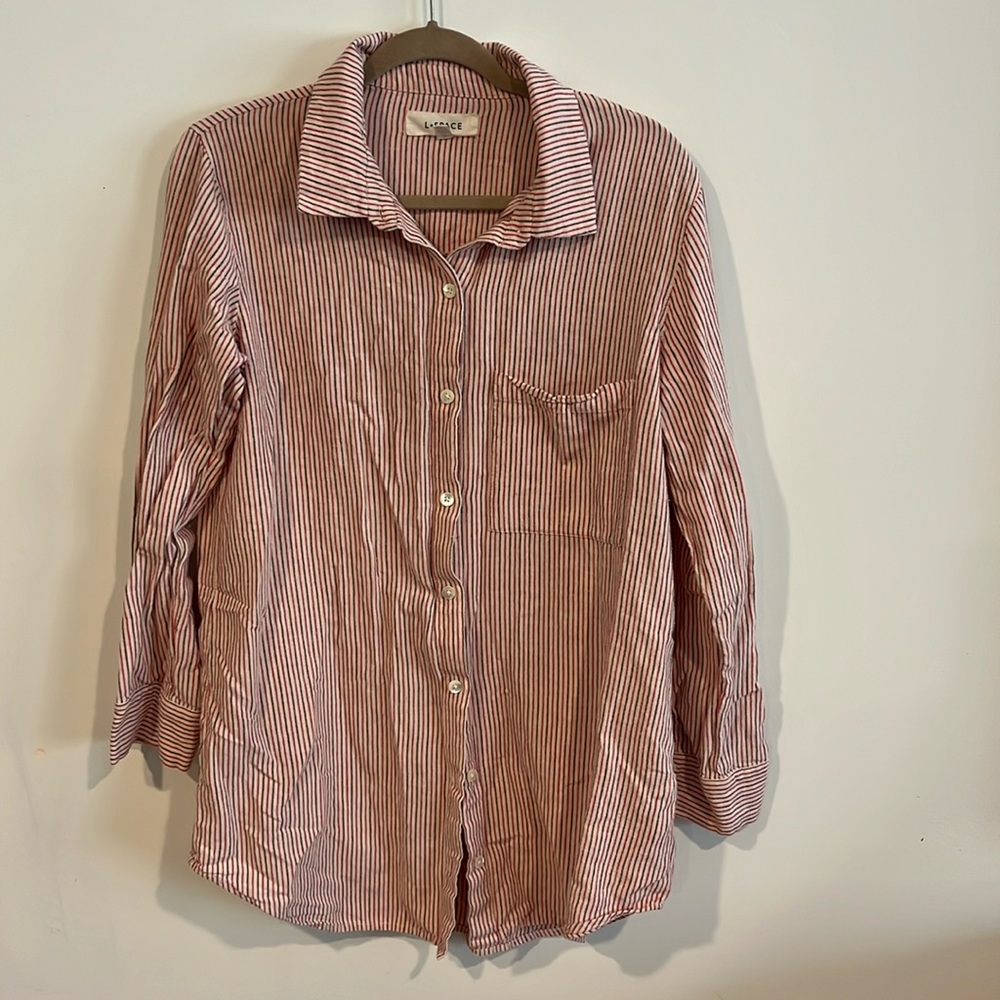 L*Space linen swim cover up/ shirt size large